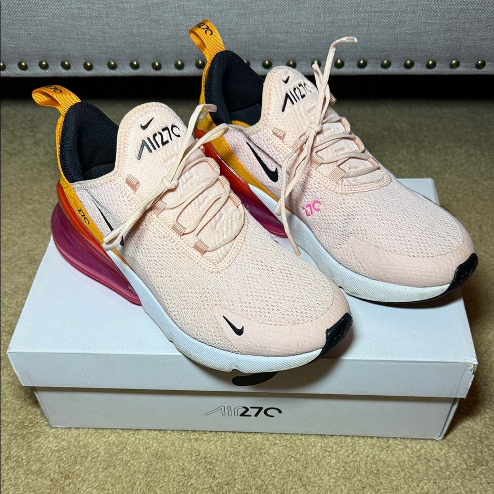 Nike Air Max 270 Light Pink and Orange Sneakers
